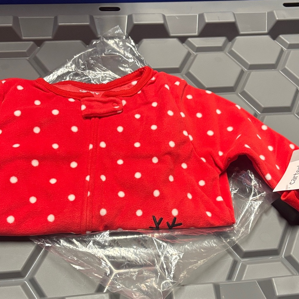 Carter's Red and White Polka Dot toddler 3T fleece footie  2 for $25⭐️
